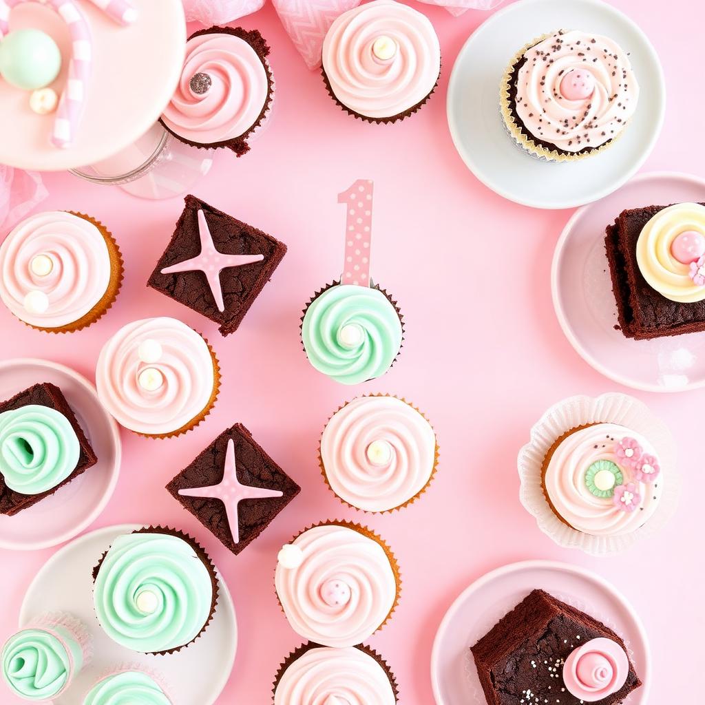 Party dessert spread in pink and mint