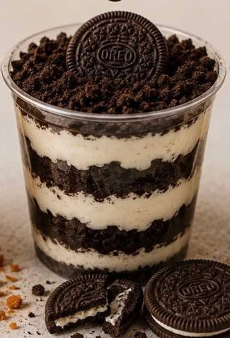 Oreo cheesecake cup in a glass jar